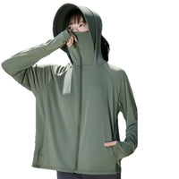 Women's Ice Silk Sun Protection Hoodie with Wide Brim - Lightweight & Breathable