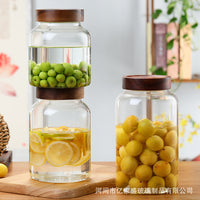 High Borosilicate Glass Storage Jar with Screw Lid for Grains, Pickles, and Fermentation