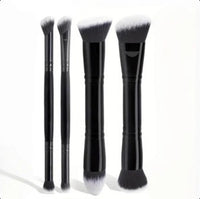 Dual-Ended Makeup Brush Set with Soft Bristles for Foundation, Blush, Contour, and Powder