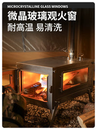 Soomloom Outdoor Camping 0.8mm Titanium Folding Wood Stove with Chimney for Tea and Heating