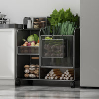 Multi-Layer Kitchen Pot Rack with Wheels, Heavy Duty Floor Standing Storage Shelf for Vegetables and Cookware