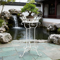 Wrought Iron Round Flower Stand Small Table Stool Indoor Outdoor Patio Balcony Coffee Table Decoration