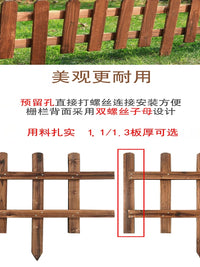 Outdoor Wooden Garden Fence Panel with Gate, Anti-Corrosion Solid Wood Picket Barrier for Yard & Patio