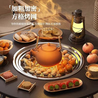 Portable Outdoor Fire Pit Grill Table for Camping and Picnics, Collapsible BBQ and Tea Table