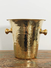 Handmade Indian Brass Ice Bucket Vintage American European Style Champagne Beer Bucket with Floral Decor