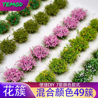 TEMOD 49-Cluster Mixed Color Miniature Flower Tufts for DIY Sand Table Scenery