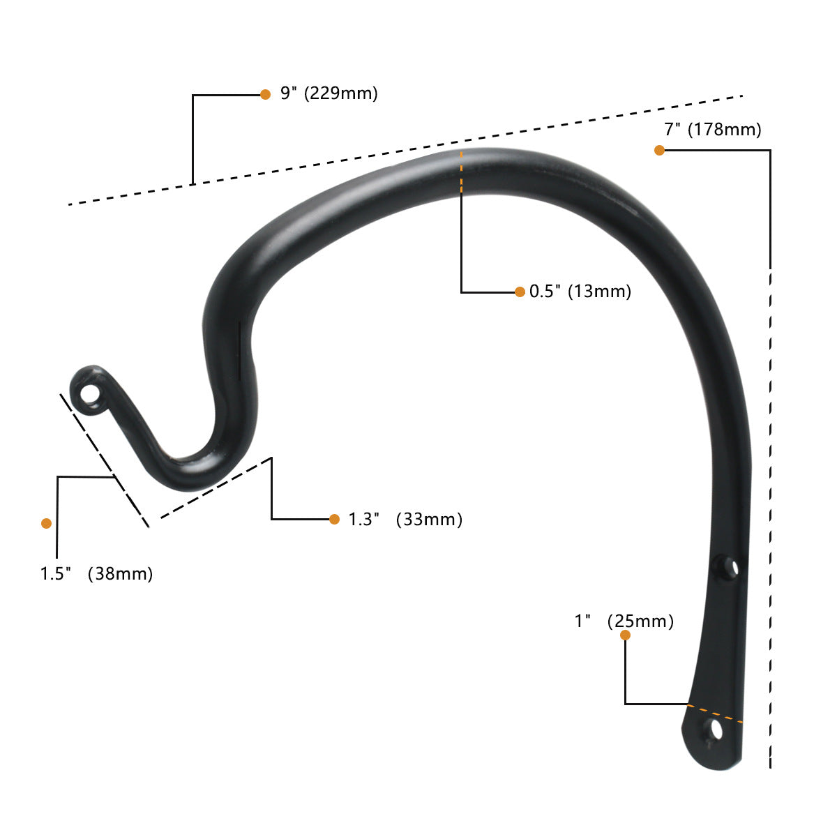 9-inch Half-Round Wall Plant Hanger for Outdoor Feeders, Wind Chimes, and Lanterns