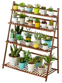 MUMAREN Foldable 3-Tier Plant Stand for Indoor/Outdoor Use, Modern Multi-Layer Flower Pot Rack