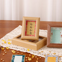 Mini Hollow Photo Frame with Song Brocade Hard Card Xuan Paper for DIY Calligraphy Art Decor