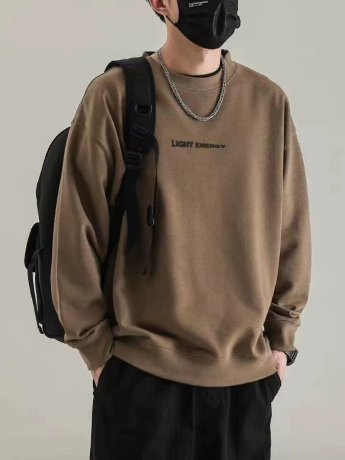 Men's Vintage Crew Neck Sweatshirt Loose Casual Long Sleeve Top