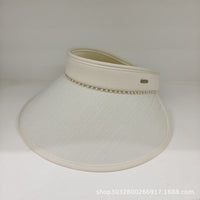 Summer Pearl Edge Open-Top Sun Visor Hat with Wide Brim