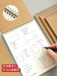 Spiral-Bound Scratch Pad for Students, B5/B6 Thickened Blank Sketchbook for Math Practice and Drawing