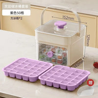 Large Capacity Ice Cube Tray with Storage Bin, Food-Grade PP Ice Maker Mold for Freezer