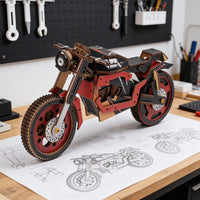 DIY Wooden 3D Puzzle Motorcycle Model Desktop Ornament Kids Gift