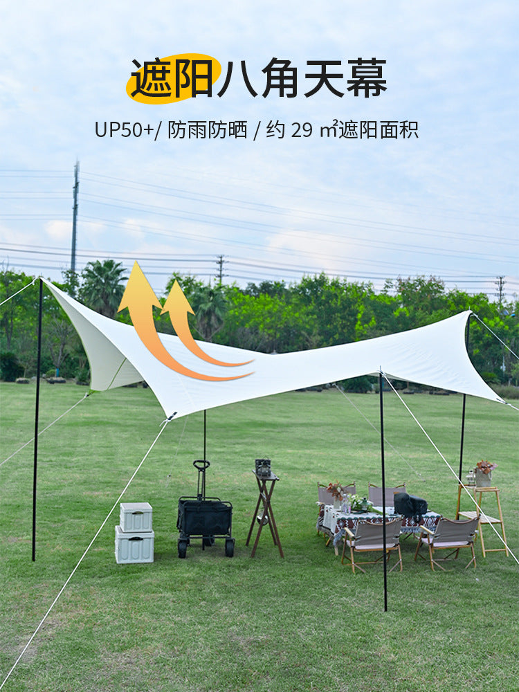 Moyu Outdoor Octagon Tarp Tent for Camping, Picnic, Sunshade, Rainproof, UV Protection