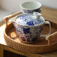 Japanese Arita Ware Cat Teapot & Teacup Set with Infuser