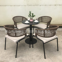 Aluminum Alloy Outdoor Woven Rattan Chair for Hotel Balcony Patio Cafe Dining