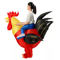 Inflatable Rooster Mascot Costume for Halloween Parties and Performances, Adult and Kids Ride-On Animal Outfit