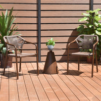 Handwoven Rattan Patio Bistro Set with Coffee Table and Chairs, Modern Minimalist Design