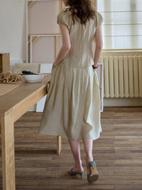 SimpleRetro Tencel Embroidered V-Neck Top & Skirt Set