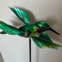 Wrought Iron Bird Wind Spinner Garden Yard Decoration Double Rotating Set of Two