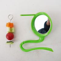 Parrot Bird Stand with Mirror, Fruit Fork, and Vegetable Basket Combo Toy