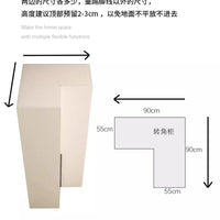 L-shaped Solid Wood Corner Wardrobe for Home Bedroom, Small Apartment Cream Style Cloakroom Cabinet