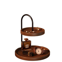Solid Wood Desktop 2-Tier Organizer Tray for Keys, Cosmetics, and Jewelry