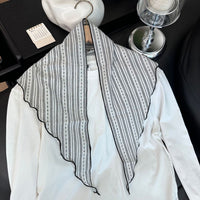 Japanese Style Striped Cotton Linen Triangle Scarf Retro Decorative Shawl Headscarf