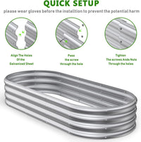 Galvanized Metal Raised Garden Bed Kit Outdoor Planter Box for Yard Patio