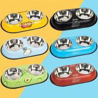 Stainless Steel Double Pet Bowl for Food and Water, Non-Slip Dog and Cat Feeder