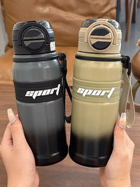 Large Capacity Insulated Water Bottle for Men, Sports & Fitness Portable Straw Cup, Dual-Drink Design for Students