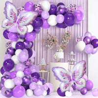Purple Butterfly Balloon Arch Kit for Kids' Birthday Parties, Weddings, and Anniversaries