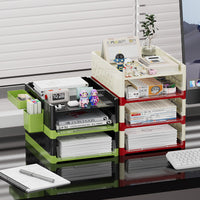 Desktop Storage Rack Office File Organizer Multi-layer Pegboard Drawer Type Shelf