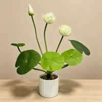 Artificial Lotus Flower Arrangement with Pot for Ponds and Aquariums