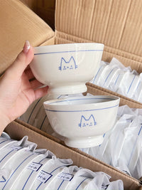 Japanese Style Hand-Painted Cat Ceramic Dinnerware Set - Bowls and Plates