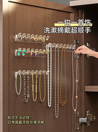 Wall-Mounted Jewelry Organizer for Cabinet Doors - Anti-Tangle Necklace, Bracelet, Ring, and Earring Holder