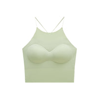 Women's Halter Neck Crop Top with Built-in Bra Pads, Seamless Backless Camisole