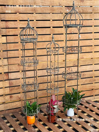 Vintage Outdoor Wrought Iron Climbing Trellis for Garden and Patio Plants