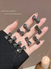 Elegant Rhinestone Bow Hair Clips for Women, Small Side Bangs Hairpins, Fashion Hair Accessories