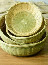 Handwoven Bamboo Sieve Basket for Food Storage and Draining