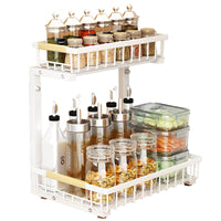 Under Sink Pull-Out Organizer Rack, 2-Tier Expandable Storage Drawer for Kitchen Cabinet