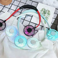 Portable Neck Fan with Dual Heads, Rechargeable Mini Fan for Sports and Outdoor Use