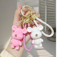 Creative Fashion Soft Rubber Yarn Bear Keychain for Bags and Car Keys