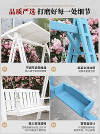 Solid Wood Outdoor Swing Chair with Canopy for Patio Garden