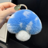 Cute Rex Rabbit Fur Mushroom Car Keychain Pendant Bag Charm Gift