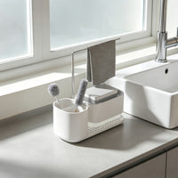 Upgraded Manual Press Soap Dispenser with Sponge Holder for Kitchen Countertop