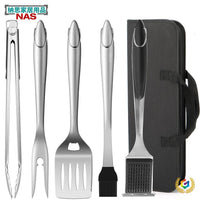 5-Piece Stainless Steel BBQ Grilling Utensil Set with Spatula, Fork, Tongs, and Cleaning Brush