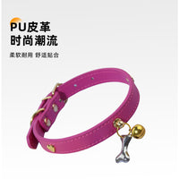 Hot Selling Dog Collar Cat Outdoor Necklace PU Leather Multi-color Heart Bone Bell Pendant Pet Collar