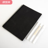 Black Cardboard Sketchbook with Metallic Pens for DIY Graffiti and Hand-Painted Art